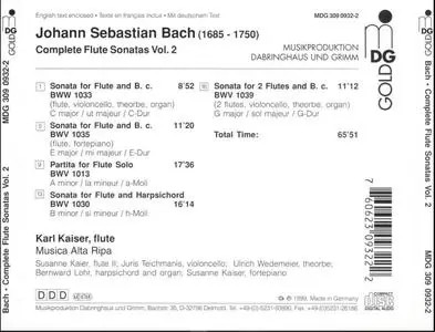 Karl Kaiser, Musica Alta Ripa - J.S. Bach: Complete Flute Sonatas (1999)