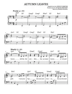 Autumn Leaves - Ahmad Jamal, Bill Evans, Cannonball Adderley, Kenny Werner, Miles Davis (Easy Piano)