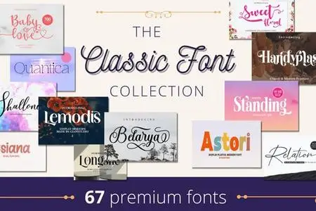 Classic Font Collection - 67 Premium Fonts