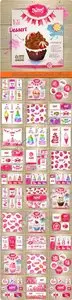 Sweet or dessert banners poster and stickers vector