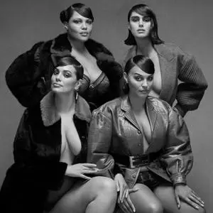 Alva Claire, Ashley Graham, Jill Kortleve & Paloma Elsesser by Ethan James Green for Vogue Italia December 2020