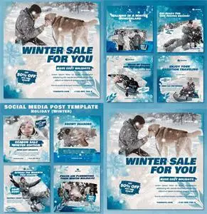 9 Winter Social Media Posts PSD Templates