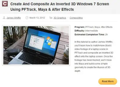 CGTuts+ Premium - Create And Composite An Inverted 3D Windows 7 Screen Using PFTrack, Maya & After Effects