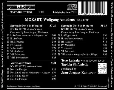 Jean-Jacques Kantorow, Tapiola Sinfonietta - Wolfgang Amadeus Mozart: Serenades Nos. 4 & 5; Vier Kontretanze (2002)