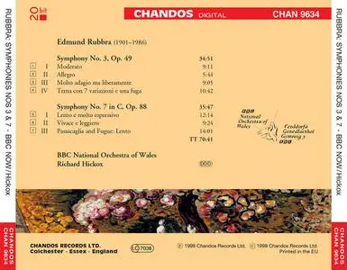 Richard Hickox, BBC National Orchestra of Wales - Edmund Rubbra: Symphonies Nos. 3 & 7 (1998)