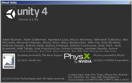 Unity 3D Pro (32bit) 4.1.5 f1