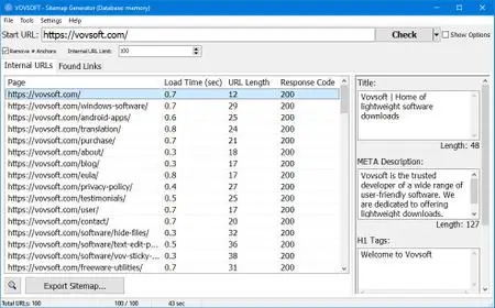 VovSoft Sitemap Generator 4.2