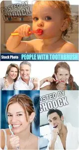 People with toothbrush - Stock Photo