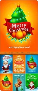 2013 Happy New Year and Merry Christmas holiday vector backgrounds set 21