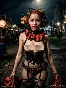 AI Emilia Clarke - Halloween Creepy Clown Cosplay (AI Generated)