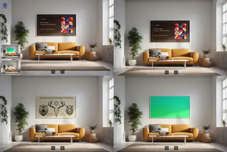 EE - Photo Frame Mockup on Living Room Wall ERQR5V6