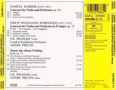 Gil Shaham, LSO, Andre Previn - Samuel Barber & Erich Wolfgang Korngold: Violin Concertos (1994)