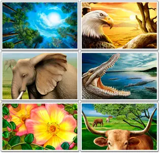 Colorful Hand-Painted Wallpaper Landscape Ecology