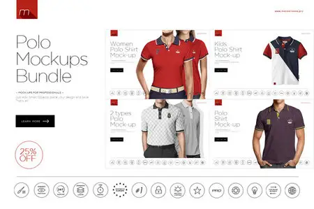 CreativeMarket - Polo Shirt Mock-ups Bundle 4in1