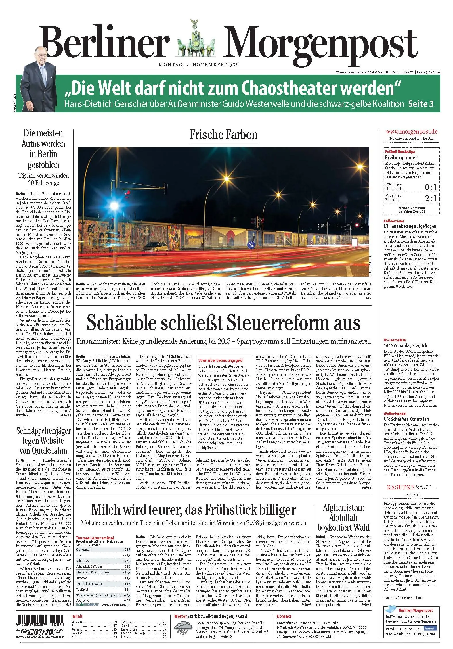 Berliner Morgenpost vom 2. November 2009