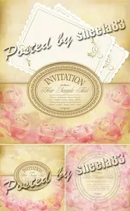 Vintage Invitations with Roses Vector