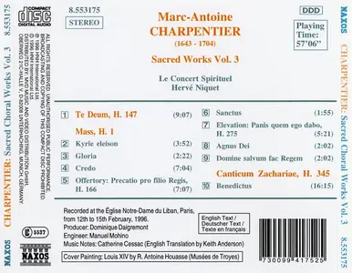 Hervé Niquet, Le Concert Spirituel - Marc-Antoine Charpentier: Sacred Music Vol. 3 (1996)