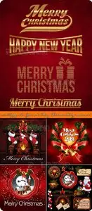 2013 Happy New Year and Merry Christmas holiday vector backgrounds set 6