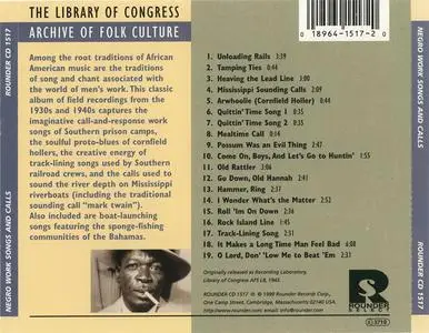 VA - Negro Work Songs And Calls (1977) {1999 Rounder}