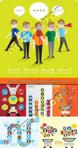 Social network with group of people vector set 23  