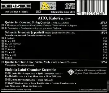 Sinfonia Lahti Chamber Ensemble - Kalevi Aho: Quintet for Oboe and String Quartet, Seven Inventions & Postlude, Quintet (2000)