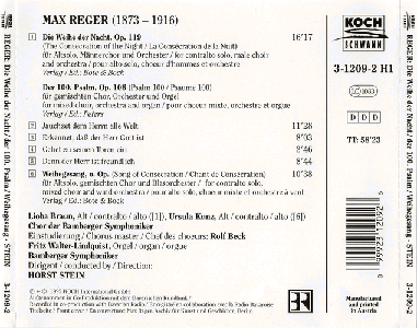 Reger - Die Weihe der Nacht, Der 100. Psalm, Weihegesang