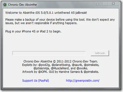 GreenPois0n Absinthe v0.2 - Untethered jailbreak iPhone 4S, iPad 2