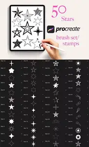 50 Stars Stamp Brushes Pack for Procreate