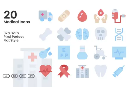 EE - 20 Medical Icons Set  Flat CLFJDSU