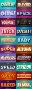 Set 3d editable text style effect vector vol 64