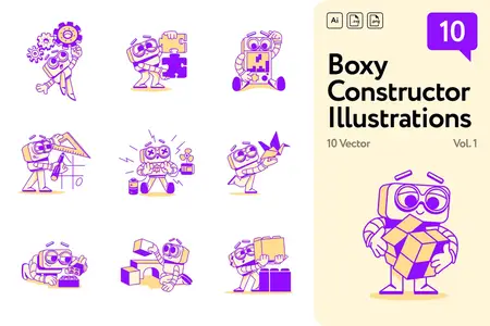 EE - Boxy Robot Constructor Illustrations 8L45J9F
