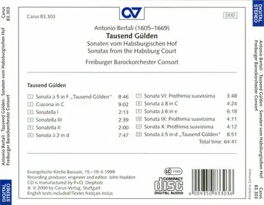 Antonio Bertali - Freiburger Barockorchester  Consort - Tausend Gülden (2000)