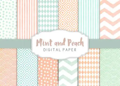 Creativemarket - Peach and mint patterns