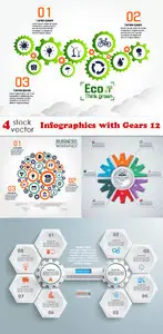 Vectors - Infographics with Gears 12