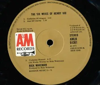 Rick Wakeman - Six Wives of Henry VIII (1973) {Original UK } vinyl rip 24/96