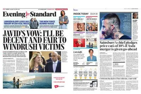 London Evening Standard – April 30, 2018