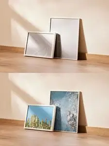 Group of Two Picture Frames Lean on a Wall 535855096