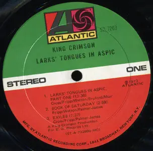 King Crimson ‎– Larks’ Tongues In Aspic {Original US} Vinyl Rip 24/96