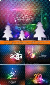 2013 New Year and Christmas neon light backgrounds vector