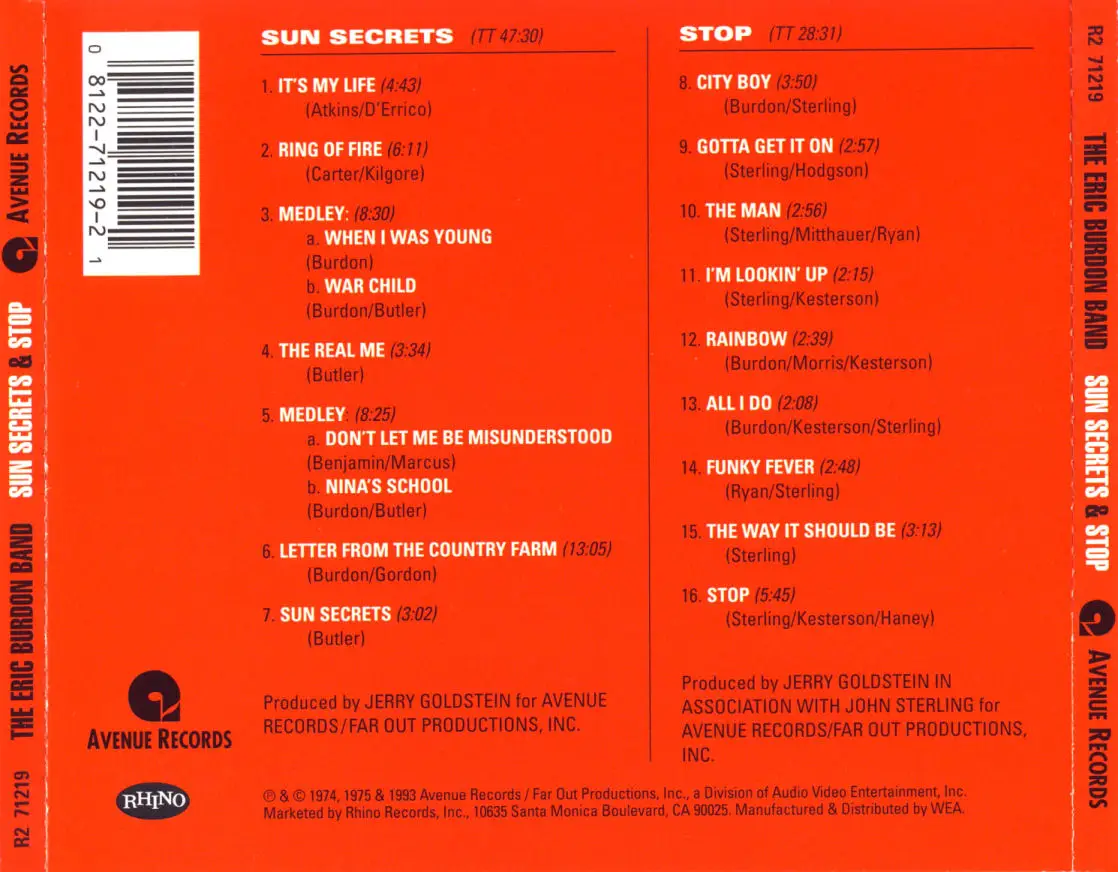 Eric Burdon – Sun Secrets & Stop (1993)