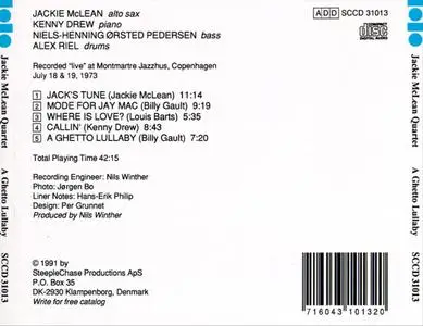 Jackie McLean - A Ghetto Lullaby (1973) {SteepleChase Digital Issue rel 1991}