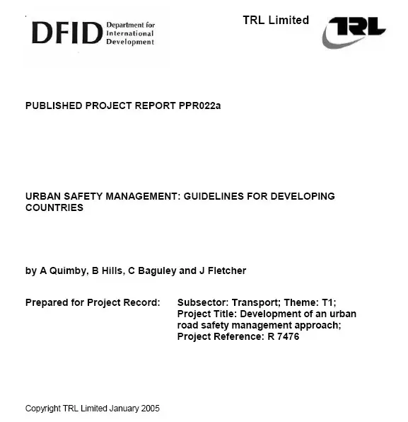 "URBAN SAFETY MANAGEMENT: GUIDELINES FOR DEVELOPING COUNTRIES" by Quimby, B.Hills, C.Baguley, J.Fletcher