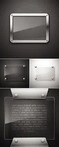Metal Backgrounds with Glass Frame Vector