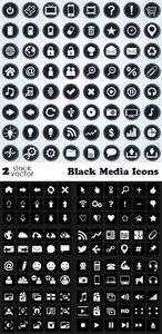 Vectors - Black Media Icons