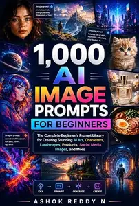 1,000 AI Image Prompts for Beginners: The Complete Beginner's Prompt Library for Creating Stunning AI Art, Characters