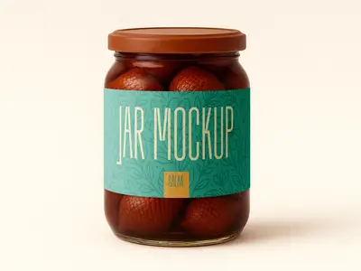 Glass Jar Mockup with Exotic Salak Fruit - Realistic Packaging Template 1706392132