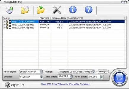 Apollo DVD to iPod ver.3.3.0