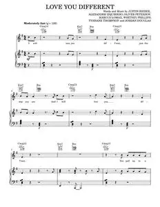 Love You Different (feat. BEAM) - Justin Bieber (Piano-Vocal-Guitar)