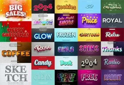 Modern Editable 3D Text Effects for Photoshop & Illustrator