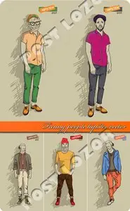 Funny people hipster vector